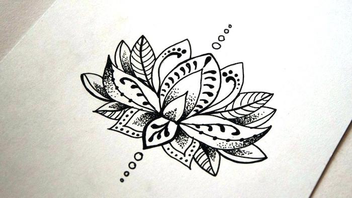 Henné tatouage fleur ephimere dessin à choisir, superbe idée de dessin sur la peau fleur de lotus