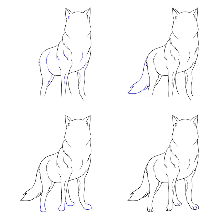 tuto simple comment dessiner un loup soi meme, dessin animal graphique au crayon faicle a faire