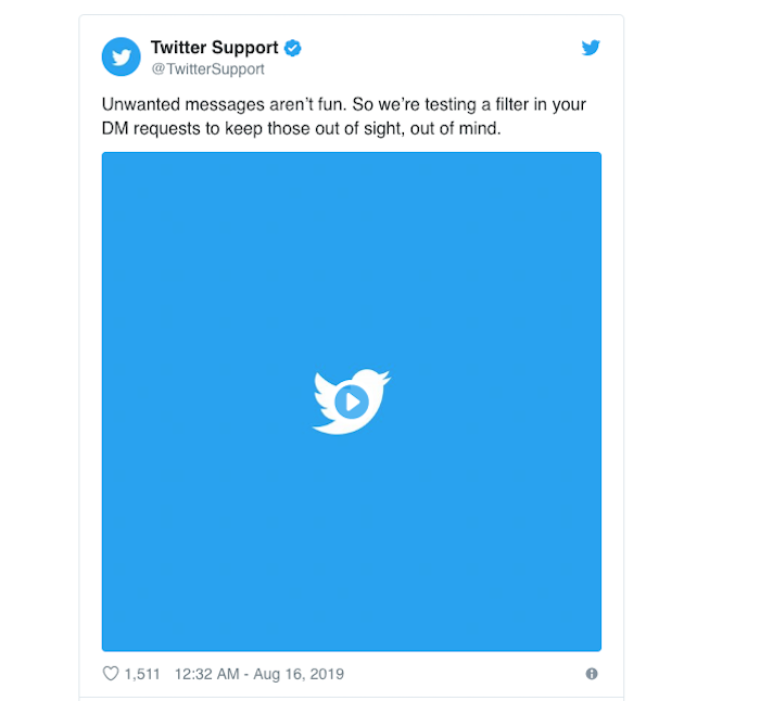 Twitter met en place un filtre de qualité pour contrer les messages privés indésirables