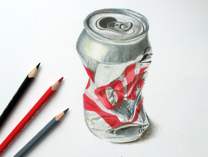 Can coca cola dessin, inspiration dessin 3d realiste dessins, coloré dessin en perspective