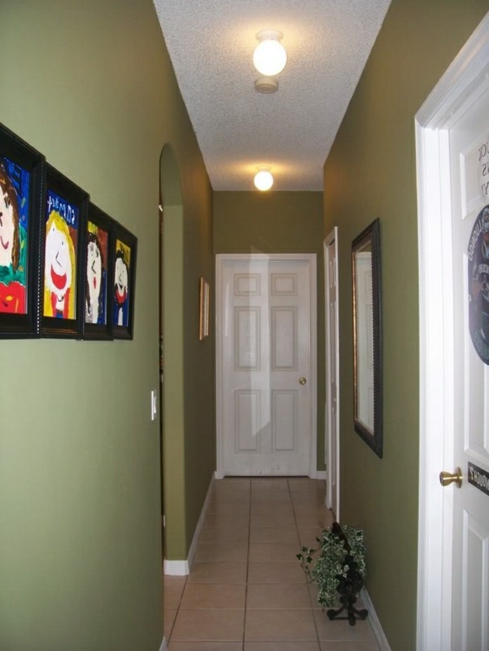 Vert mur idée déco petit couloir, peinture decorative photo, peintures des enfants