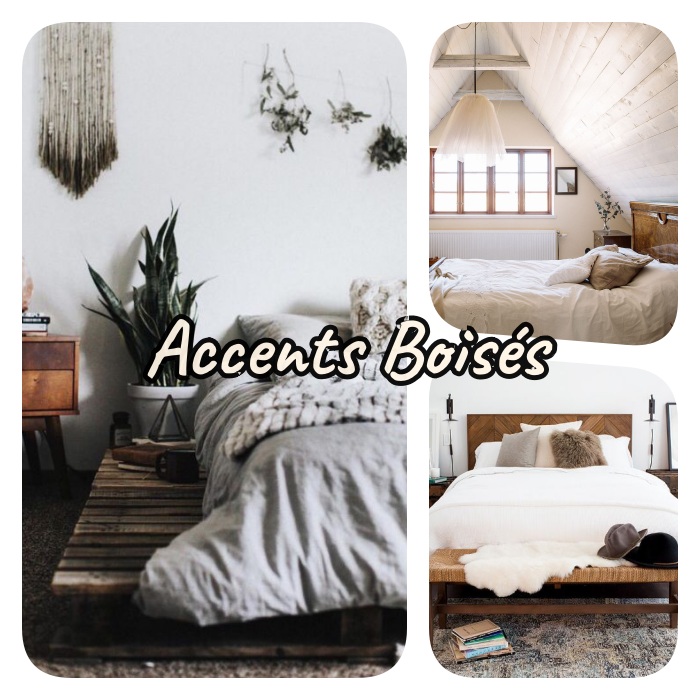 accents boisés pour decorer une chambre cosy, fabriquer un lit en palette de bois, tete de li en bois recyclé et murs de bois