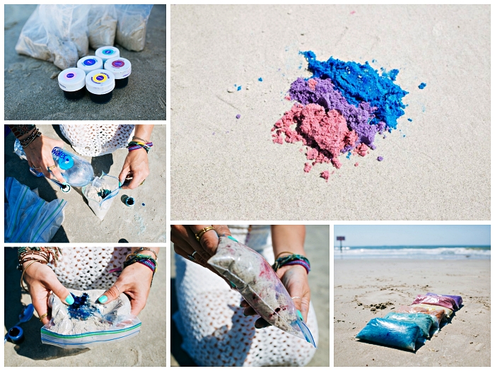 comment colorer du sable avec des colorants alimentaires, faire du sable décoratif maison pour réaliser de jolies décorations