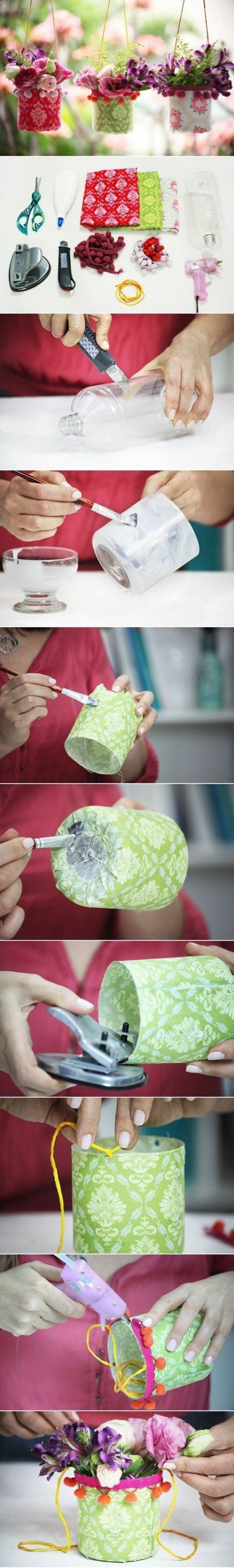 activité manuelle automne, tutoriel comment faire des suspensions florales faciles, idée recyclage bouteille plastique