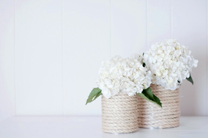 comment faire un vase, idée bricolage automne facile, modèle de pot fleur DIY fabriqué avec corde et boîte conserve