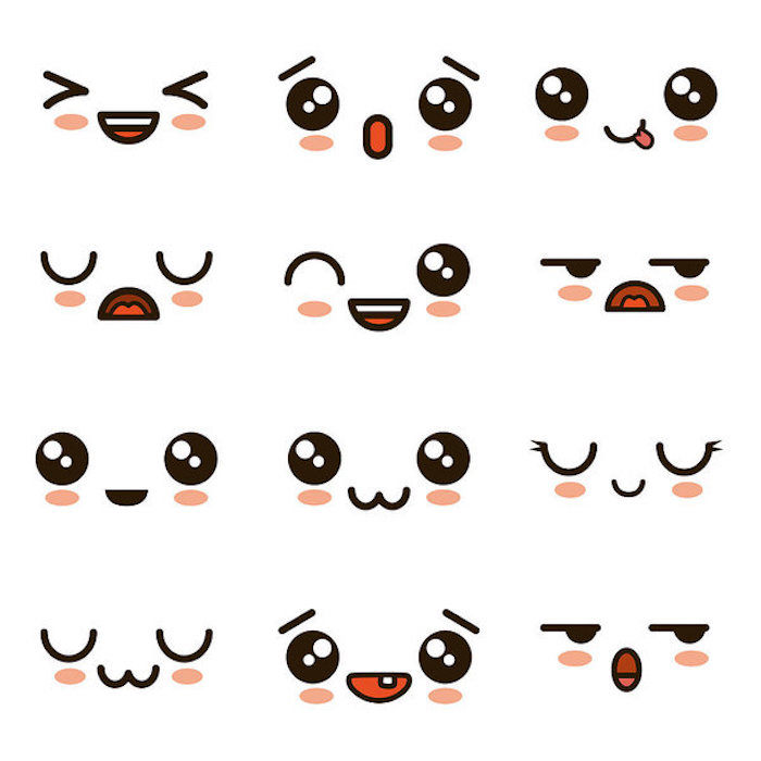 dessiner des diverses expressions de visage kawaii soi meme, idee comment exprimer l emotion en dessin kawaii