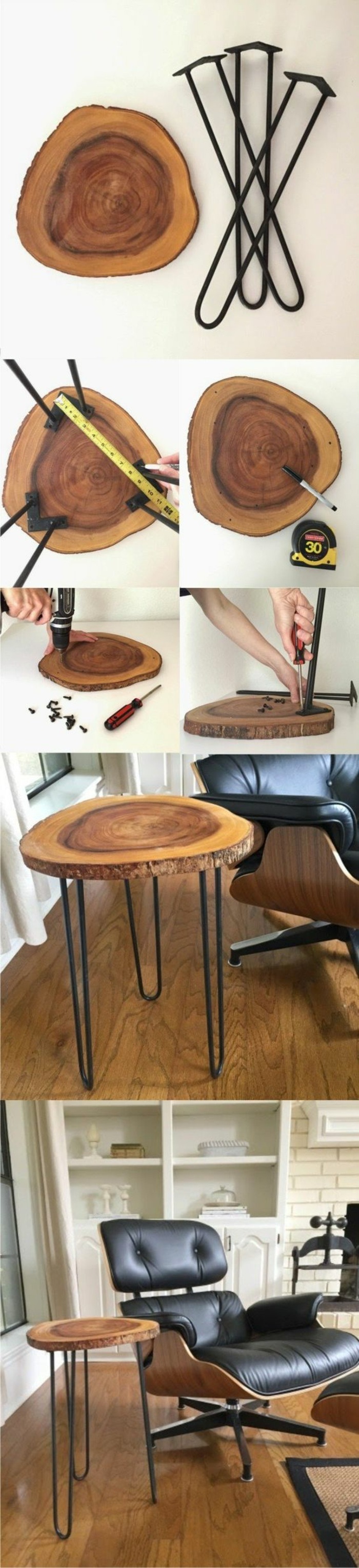 idée bricolage decoration facile, exemple comment faire une table de café avec planches bois et pieds en métal 