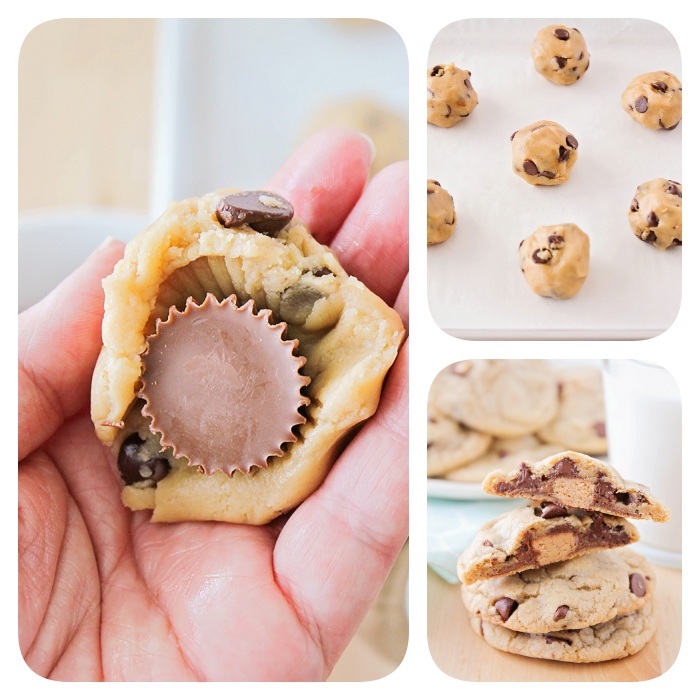 cookies surprise, idee de recette cookies chocolat avec bonbons à l intérieur, faire des cookies double chocolat