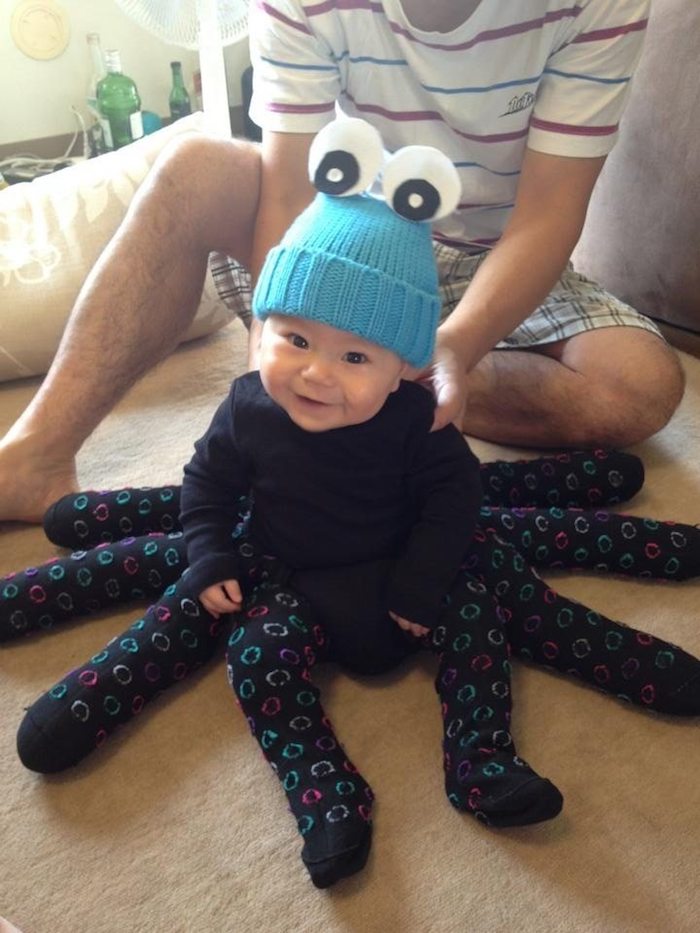 Octopus deguisement diy pour bébé, deguisement bebe fille, déguisement halloween pour bébé