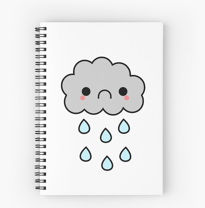nuage triste en train de pleurer pluie, idee de dessin original et simple a reproduire soi meme