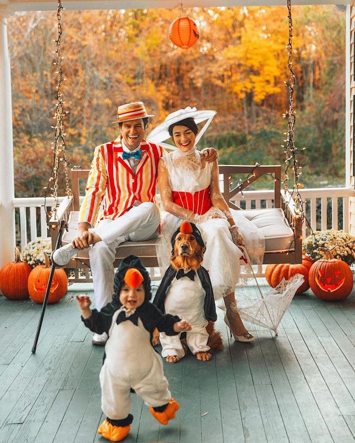 Manchot deguisement enfant et son chien, halloween costume pour bébé, costumes pour toute la famille originale idée