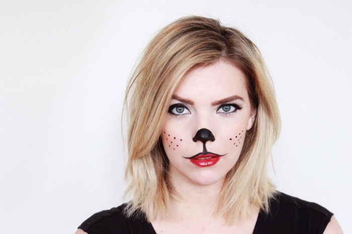 idée deguisement adulte femme en chat, quel costume pour femme Halloween de dernière minute, maquillage chat facile