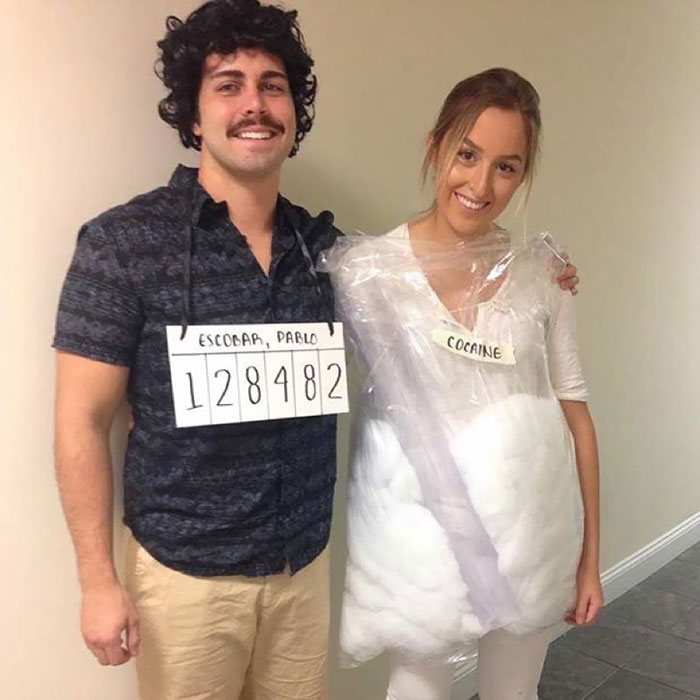 Couple déguisement halloween fait maison, Escobar et son amour idée de déguisement drôle
