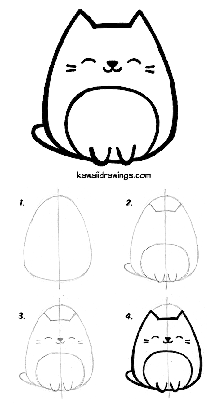 dessin totoro etape par etape, dessin facile a faire pour debutant, esquisse kawaii au crayon