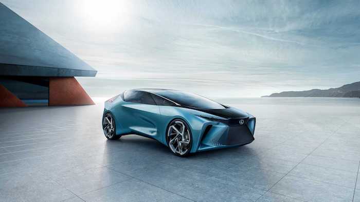 Beau concept de voiture du future par Lexus, le nouveau modèle LF-30 vue de haut, image conception de voiture