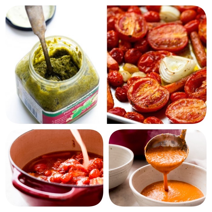 recette velouté aux tomates cerise et oignons avec du pesto, soupe tomate maison, repas du soir équilibré