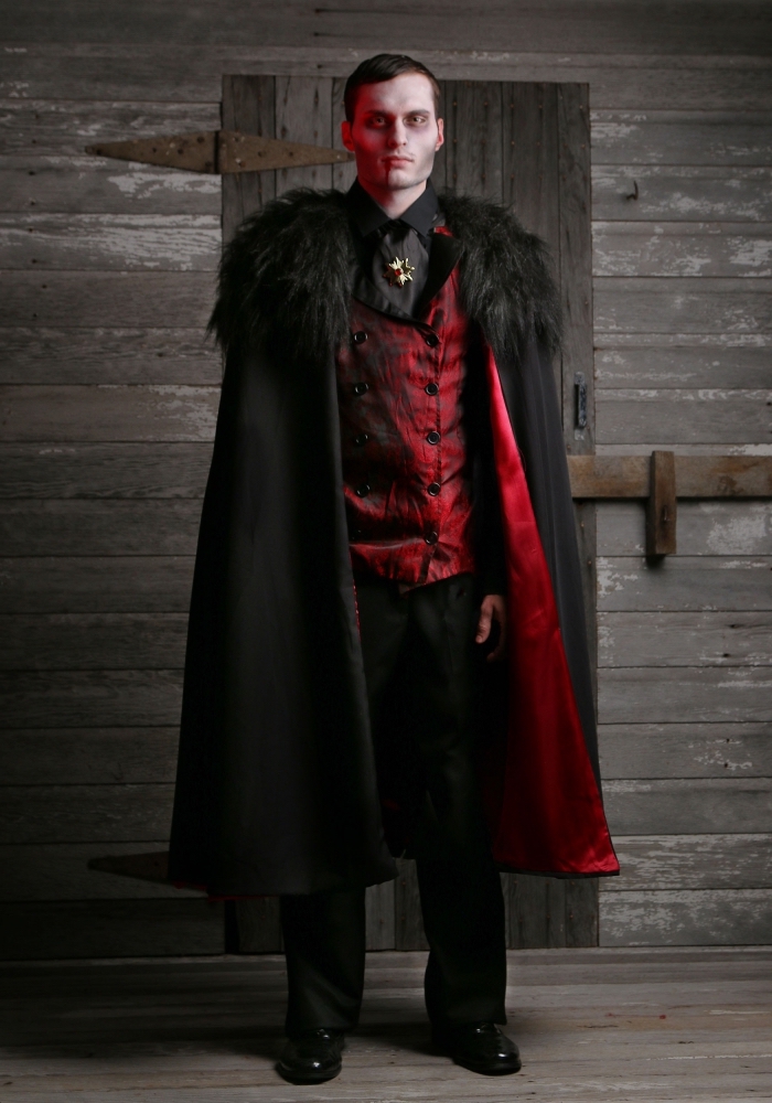 idée maquillage dracula facile à réaliser, déguisement en vampire pour Halloween homme, tenue vampire en costume 3 pièces