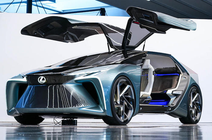 Look dans le futur, Lexus présent ses premières voitures électriques, conception magnifique de voiture moderne