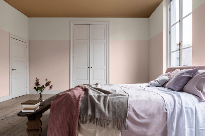 design intérieur style moderne dans une chambre rose et gris, quelle peinture pour une chambre adulte de style scandinave