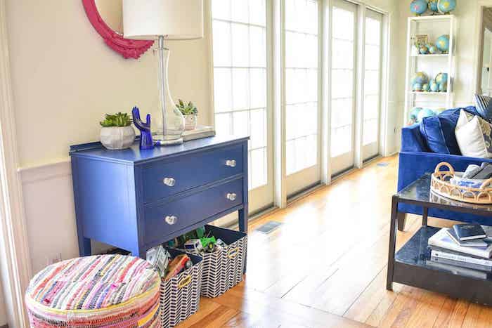 Cool idée pour le salon décoré en bleu, meuble relooké, relooker meuble ancien en moderne