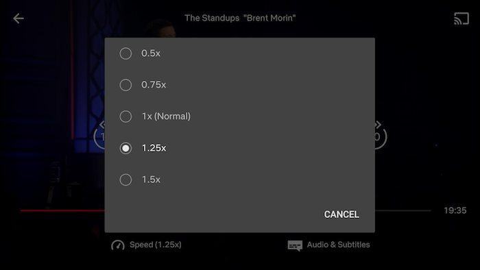 L'application Netflix sous Android permet de modifier la vitesse de lecture des programmes