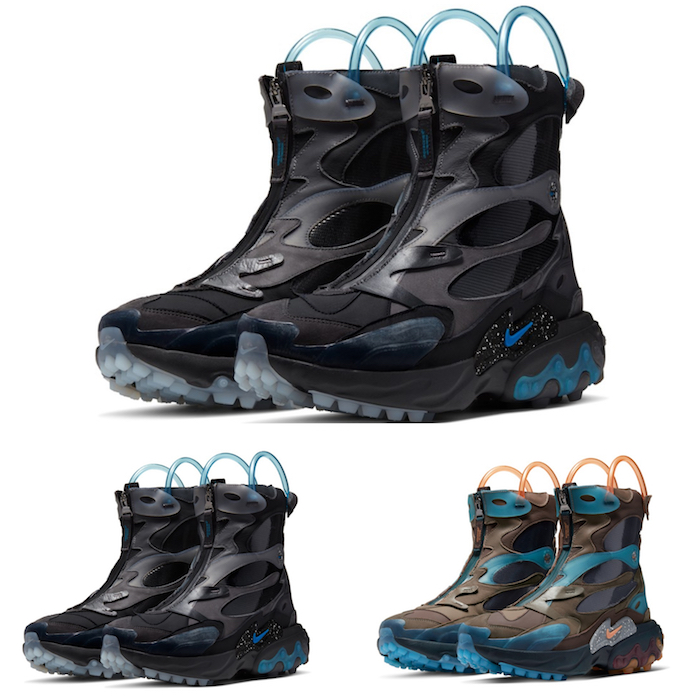 Les React Boots, une paire de chaussures d'hiver conçue pour la collab Nike X Jun Takahashi Undercover