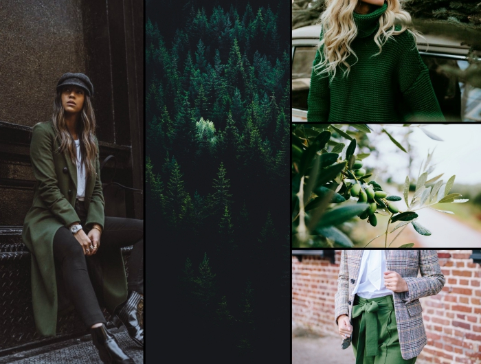 les nuances du vert dans la mode automne hiver 2020, vêtements pour femme de nuance vert foncé pour l'hiver 2019