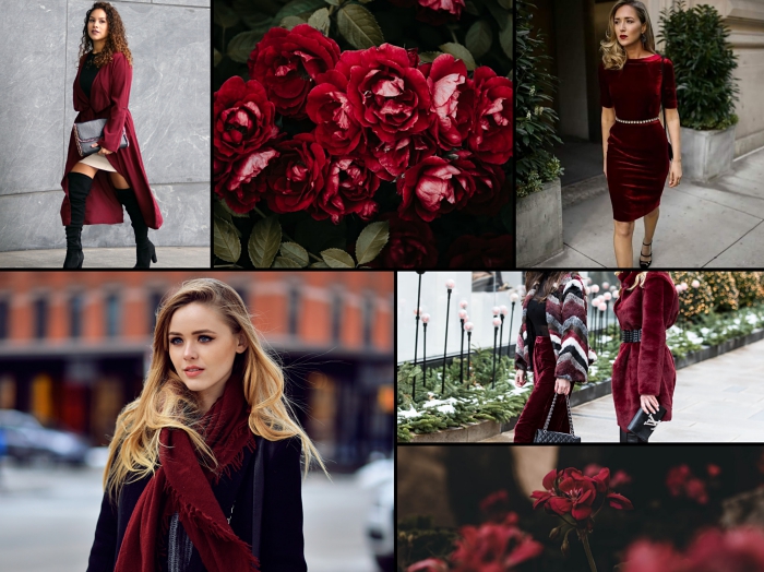 idée comment bien s'habiller selon les trends mode hiver 2019, couleur de vêtements tendances rouge foncé pour femme