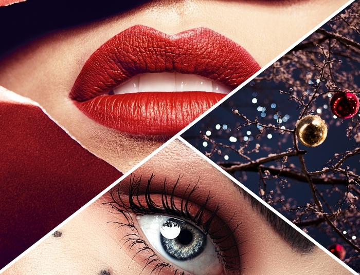 comment bien se maquiller pour les fêtes de fin d'année, idée maquillage avec rouge à lèvre rouge mat pour Noël 