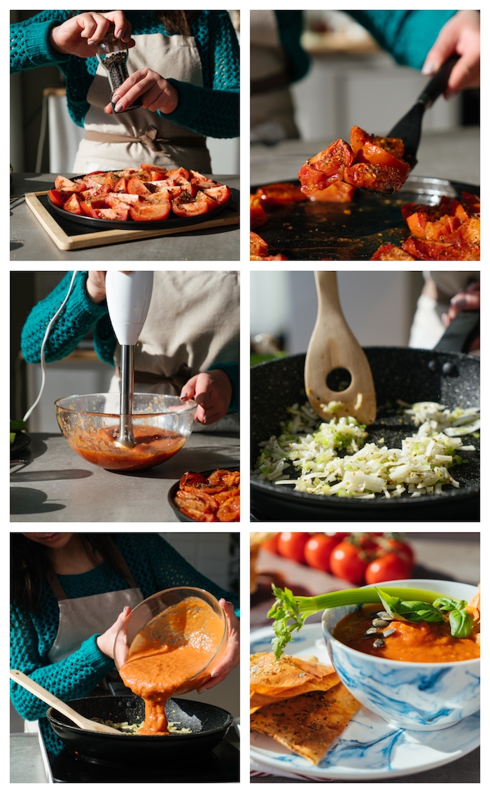 velouté de tomate simple à préaper comme recette légère d été avec celeri et oignons