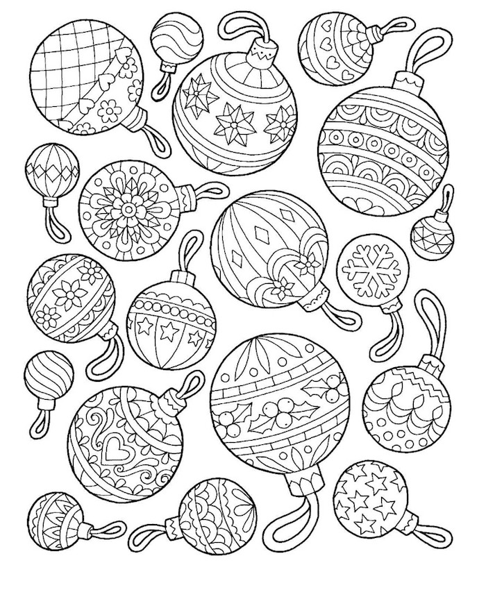 Coloriage boules de noel décoratives, dessin de noel facile, dessin sapin de noel maternelle