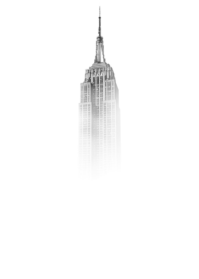 New York bâtiment gratte ciel historique, empire state building graphique dessin idée fond d'écran noir et blanc, idée fond ecran stylé 