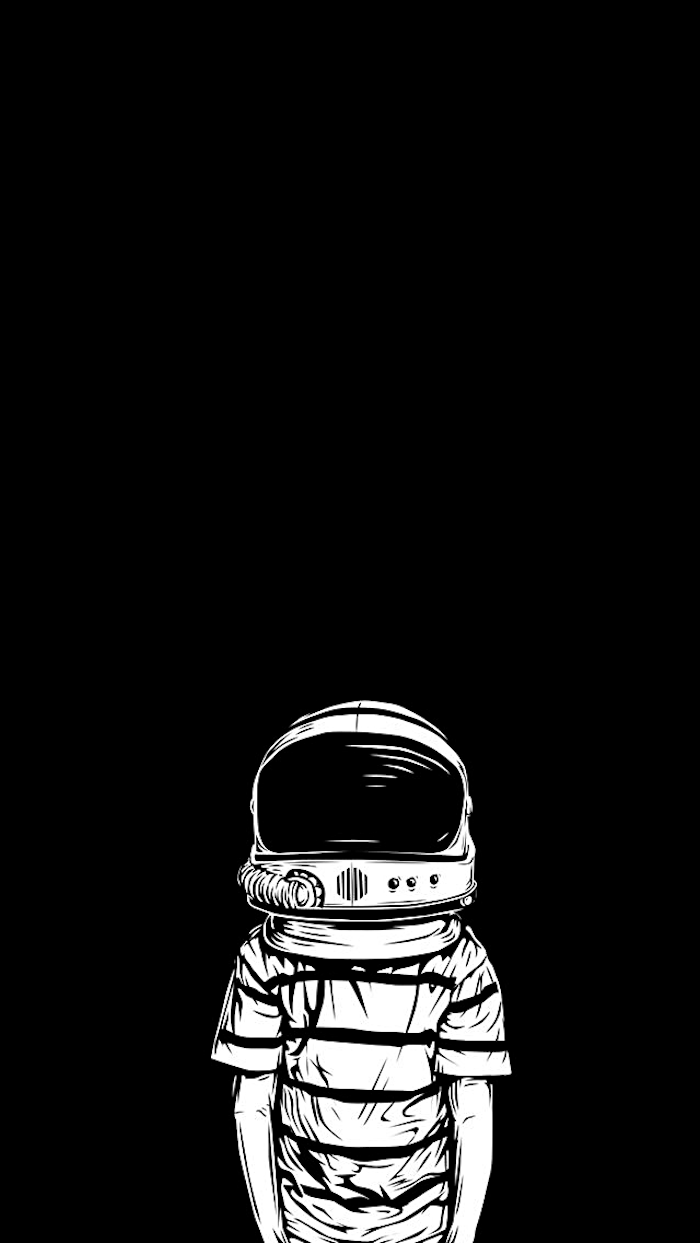 fond d'écran iPhone art graphique, photo stylé noir et blanc aesthetic enfant avec casque astronaute 