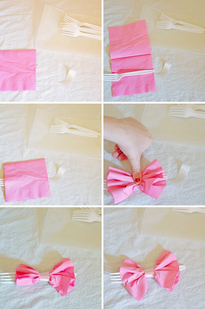 techniques de pliage de serviettes en papier facile, comment plier une serviette en forme de noeud papillon facile