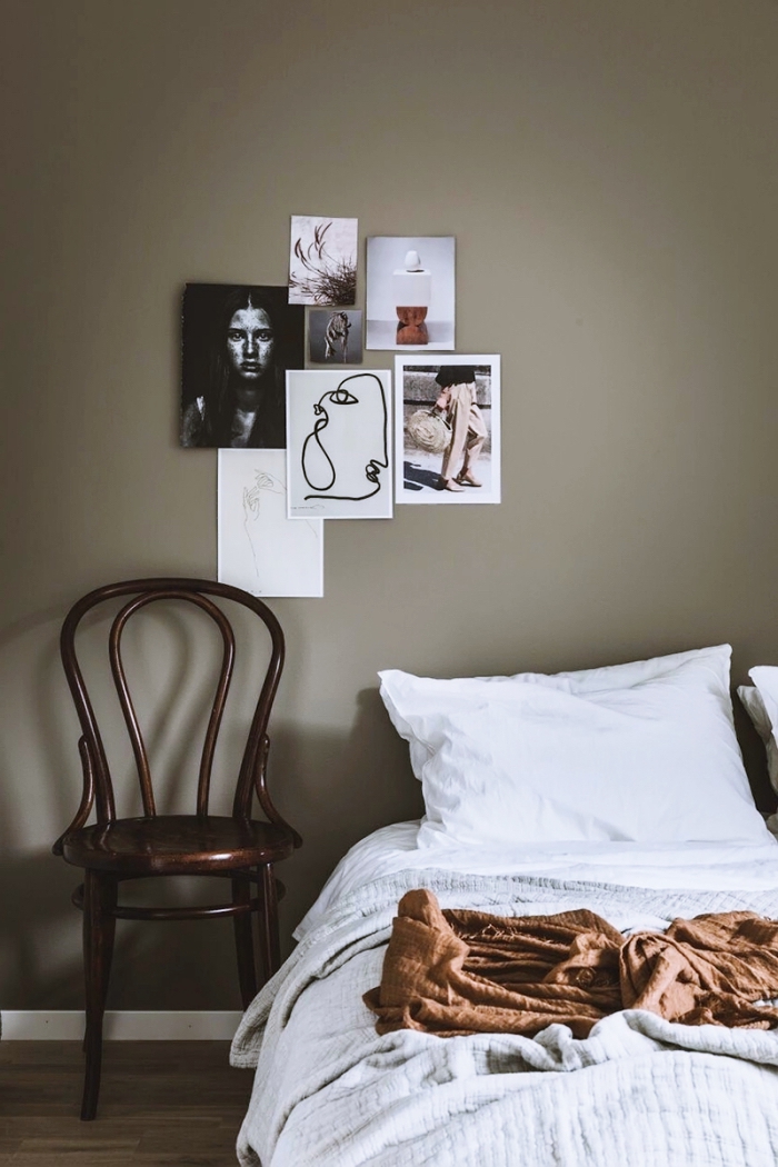 quel design pour une chambre ado moderne, exemple de chambre gris et blanc de style scandinave avec meubles bois foncé