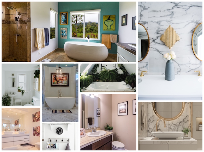 Collage photo quelle décoration murale salle de bain choisir, idée simple et pratique pour faire une déco jolie
