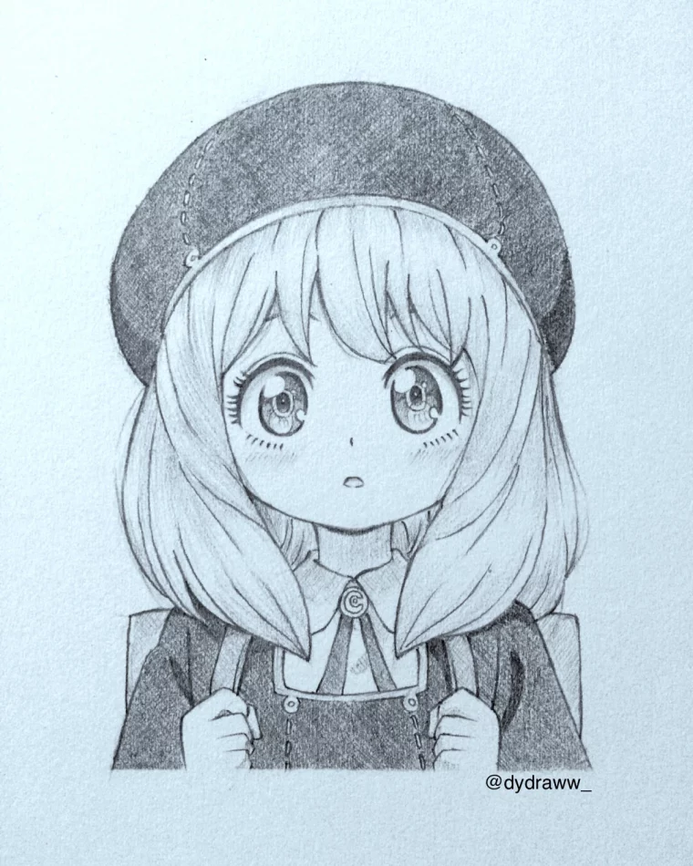 dessin d une fille manga gros yeux