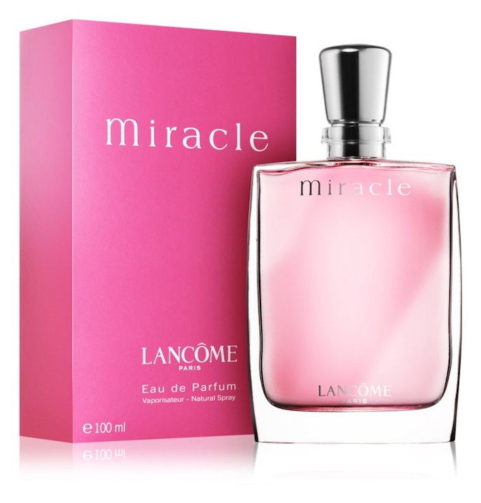 miracle de lancome, marque parfum luxe couleur rose, idee parfum moderne et chic