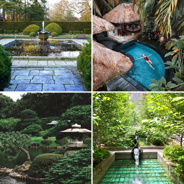 conception de jardin avec source d'eau pour une ambiance relaxante, design de jardin dans l'esprit zen