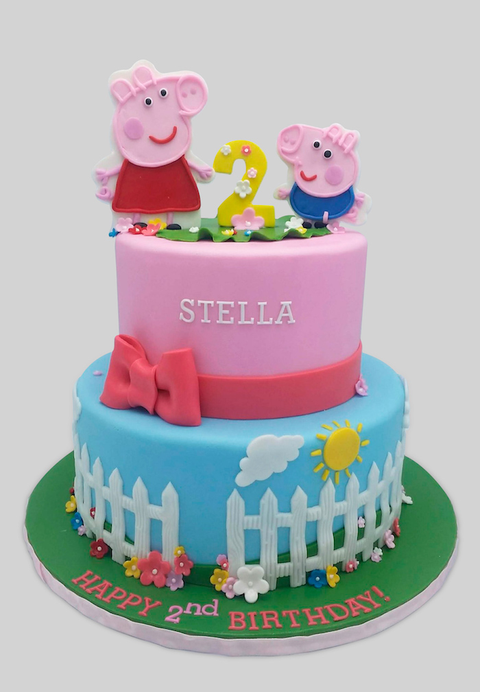 Superbe idée comment décorer le gâteau d'anniversaire de son enfant 2 ans, gateau anniversaire peppa pig, idée gateau de couches