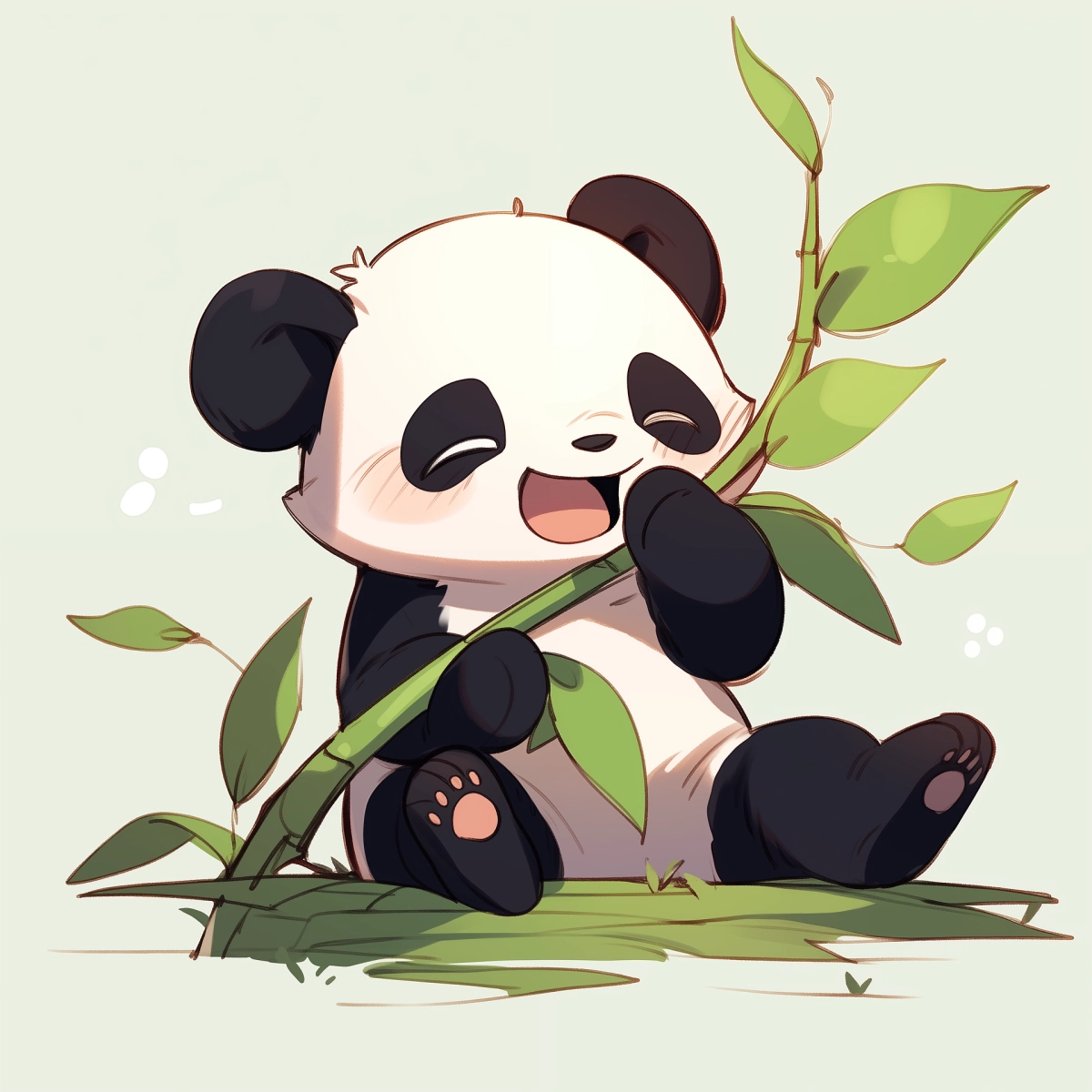 animal cute fond d ecran panda kawaii dessin bambou feuilles vertes