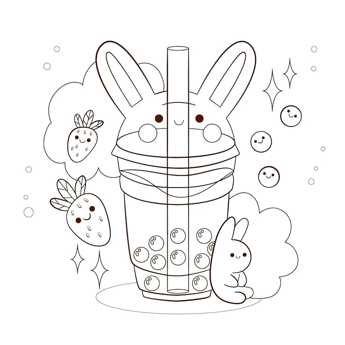 boisson bubble the petit lapin fraises gobelet dessin cute kawaii