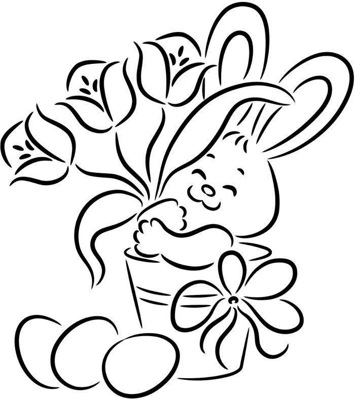 coloriage paques à imprimer, idée de dessin facile à colorier pour les enfants, modèle illustration de Pâques simple
