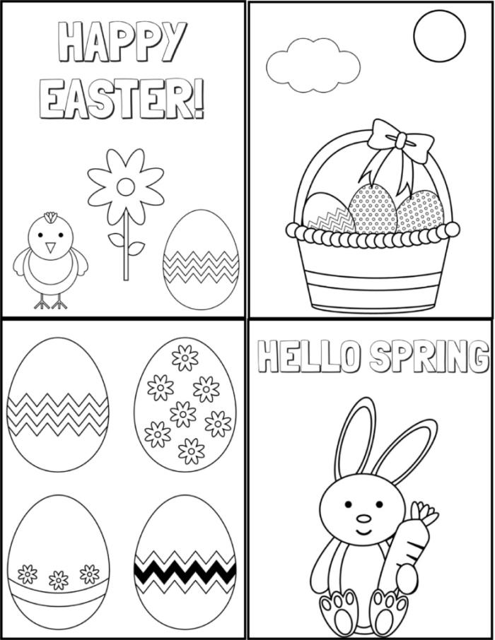 modèles de dessin oeuf de paques simples à imprimer, idée coloriage facile pour enfant sur le thème de Pâques