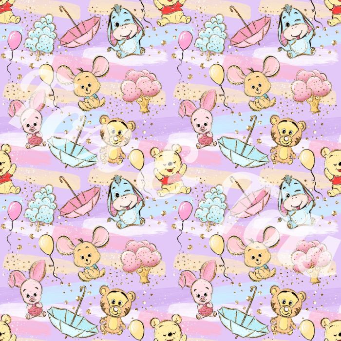 fond d écran cute de dessin winnie l ourson sur fond rose avec parasol et ballons, idee image mignonne