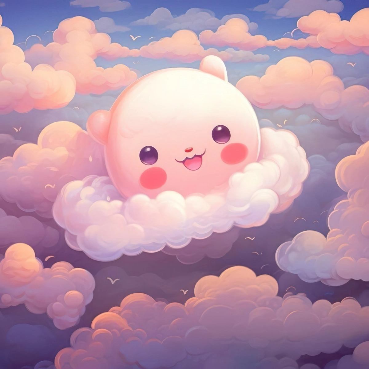 ciel bleu nuages roses fonds d ecran cute personnage cute kawaii