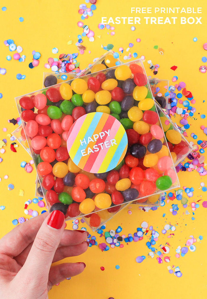 Bonbons colorés dragées bricolage de paques pour adultes, idee cadeau original pour pâques boites en plastique 
