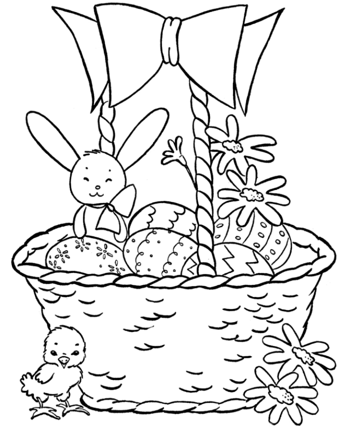 coloriage paques à imprimer, idée de dessin simple à colorier pour enfants, illustration à colorier sur thème de Pâques