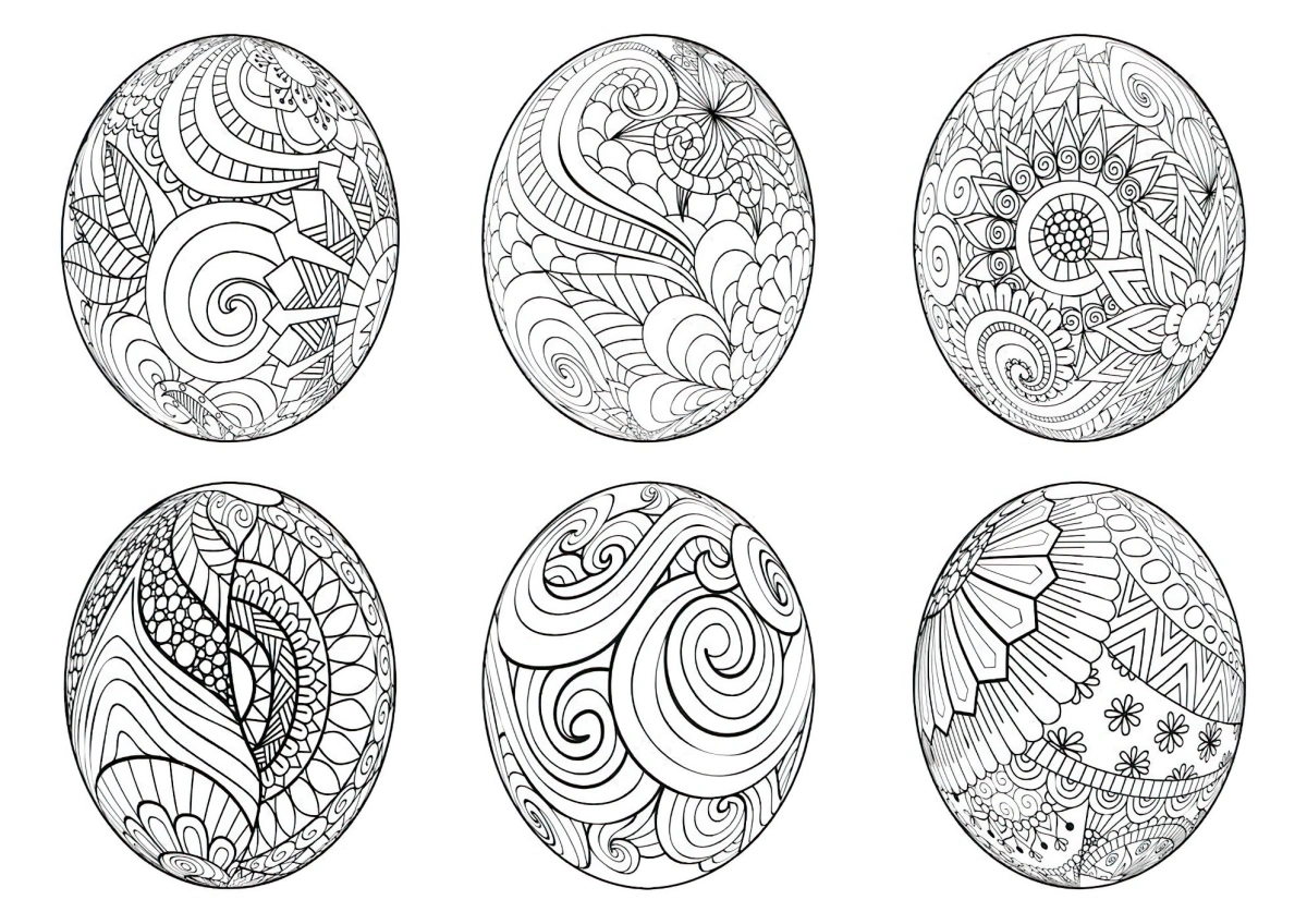 dessin mandala adulte coloriage oeufs motifs geometriques lignes courbes