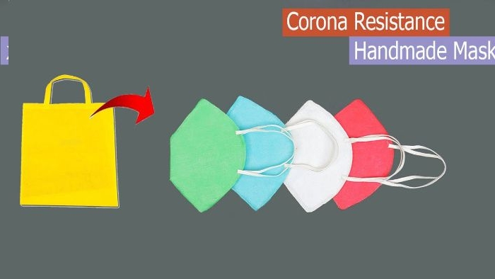 recyclage de sac en tissu de couleur pour faire un masque maison simple et rapide, comment se proteger du coronavirus